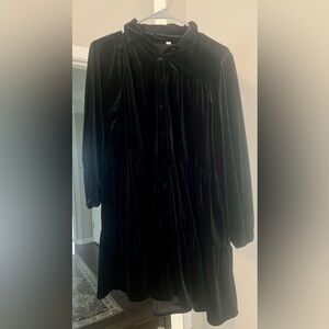 SHEIN LUNE Velvet High Waist Shirt Smock Dress
